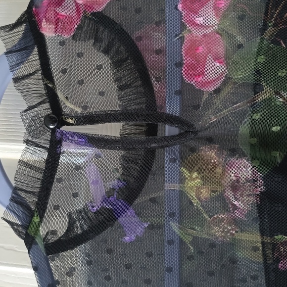 52SEVEN BRAND WOMEN'S BLUE LACEY FLORAL TOP SIZE SMALL - Picture 8 of 15